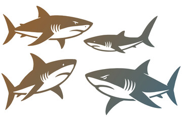Obraz premium set of sharks, Realistic Shark Illustrations Collection