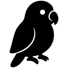 Fototapeta premium Silhouette of a Parrot Bird Icon, Minimalist Vector Art, Simple Tropical Animal Symbol on White Background