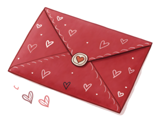 red envelope with red heart