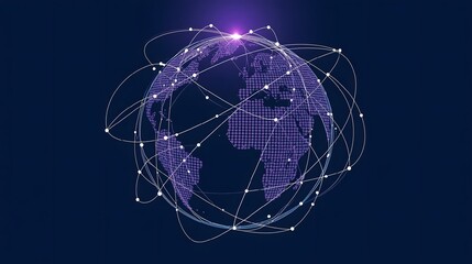 Global digital network connection with glowing lines symbolizing worldwide communication