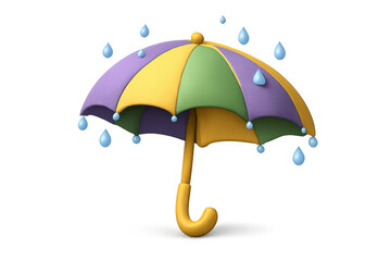 Obraz premium Vibrant mardi gras umbrella with raindrops for festive design and decoration