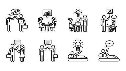 Fototapeta premium Diverse Team Collaboration and Innovation Concepts with Lightbulb and Growth Icons
