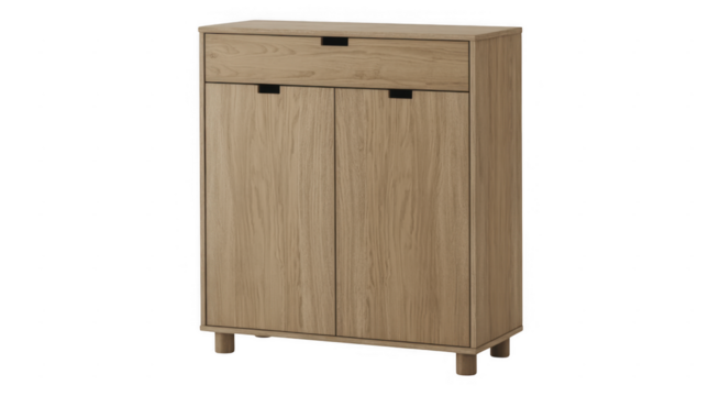 Light wood cabinet with drawer and doors furniture isolated on a transparent background - Powered by Adobe