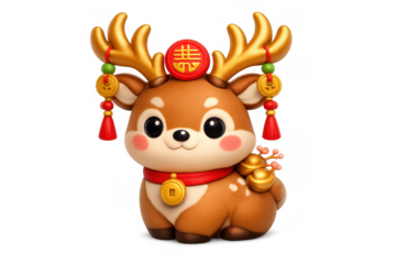 Prosperous deer icon with traditional chinese elements for new year celebrations and festive decor
