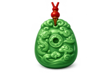 Intricate jade pendant design with dragon and cloud motifs for decorative artwork