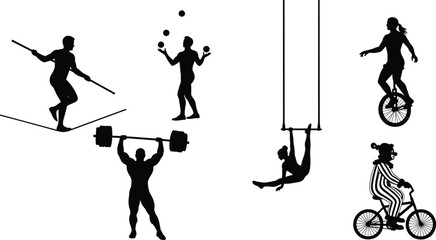 Circus Performance Silhouettes: Captivating silhouettes of circus performers, each displaying unique feats of skill and athleticism. Illustrating the magic and artistry of the circus world. © Saiful Islam