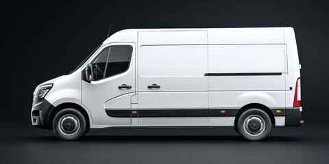 White Cargo Panel Van Side View - Commercial Vehicle Mockup for Branding