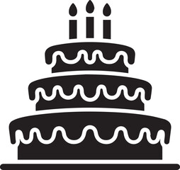 Birthday cake icon silhouette