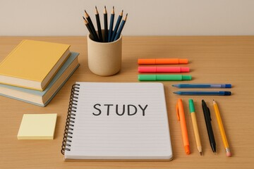 Prepare for success with study supplies like notebooks, pencils, and books for learning notebook.