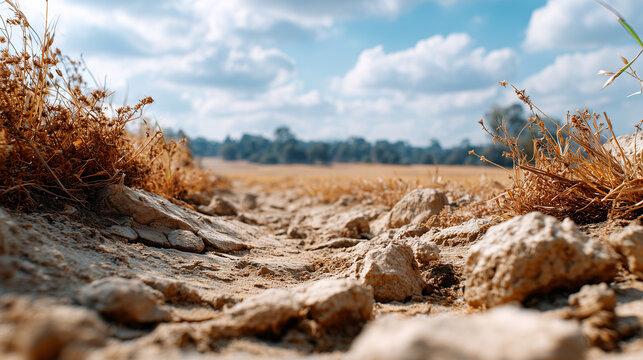 D&uuml;rre und ausgetrocknete Erde Klimawandel Umweltkrise trockene Landschaft Konzept Set