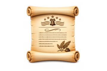 Vintage historic scroll with quill and ink icon - classic design for educational projects and illustrations