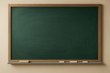 Classroom chalkboard with chalk and eraser for teaching and learning chalkboard green board.
