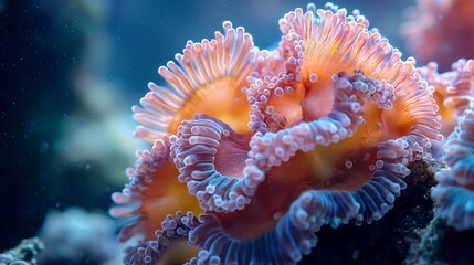 Obraz premium Vibrant Coral Reef Anemone A CloseUp of Underwater Beauty and Delicate Texture.