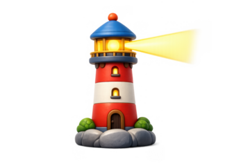 Lighthouse guidance beacon with soft glow, ideal for nautical themes and inspirational designs