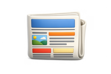 Colorful newspaper icon with simple design for digital media and communication concepts