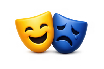 Vibrant comedy and tragedy masks illustration for theater themes and artistic design projects