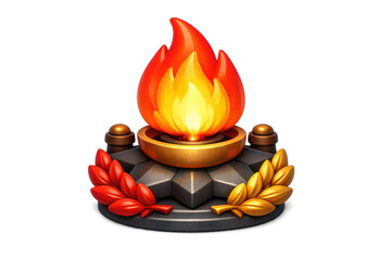 Eternal flame icon design with decorative elements for celebratory and commemorative themes