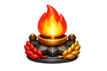 Eternal flame icon design with decorative elements for celebratory and commemorative themes