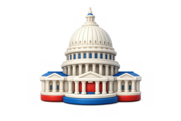 Capitol building icon with patriotic colors for government and civic design projects