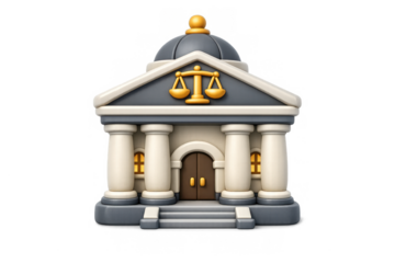 Elegant courthouse icon with scales of justice for legal design and branding