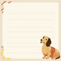 Blank lined paper with a small illustrated dog at the bottom.