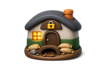 Secure home icon with cozy design for digital use