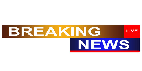 Fototapeta premium Breaking News Banner Yellow and Blue Color, Live TV News Alert Header, Modern Broadcast Media Graphic Design Template
