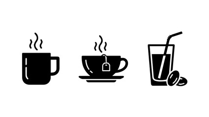 Obraz premium Assorted hot and cold beverages isolated on white background, Vector