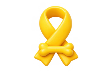 Yellow ribbon symbol for support and awareness campaigns in simple design