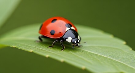 Fototapeta premium Ladybug on a Leaf - A Close-Up of Natures Beauty.