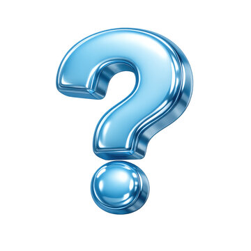 Shiny blue 3d rendered question mark symbol graphic isolated on transparent background