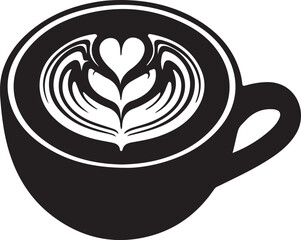 Coffee cup with heartshaped design in coffee crema illustration