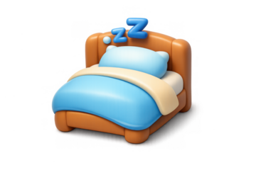 Cozy bed icon with soft pillows and blanket for sleep and relaxation themed illustrations