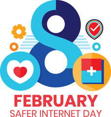February safer internet day logo with heart and medical cross symbols