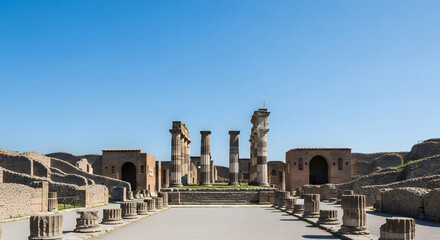 Naklejka premium Ancient Roman ruins of the Temple of Jupiter columns in the Foru