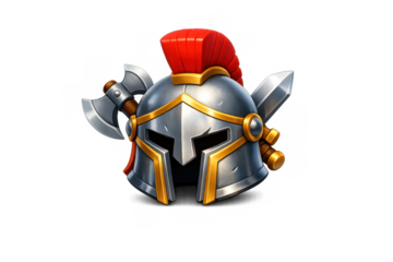 Ancient warrior helmet icon with axes and swords for game design