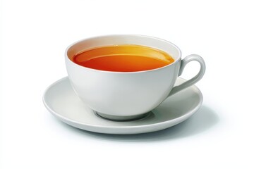 Cup of tea top view isolated on white background