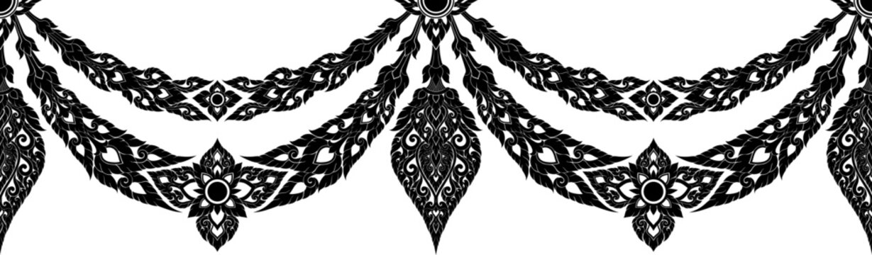 Traditional Thai Ornamental Border Pattern Perfect for Elegant Decorative Design for Architecture Packaging Branding and Cultural Artwork