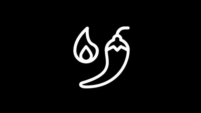 Spicy chili pepper icon with a flame and drop, representing heat and flavor