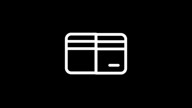 Simple white icon of a wallet on a black background, representing finance and money