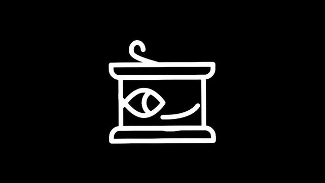 Simple line art icon of a can of tuna fish with a fish eye peeking out
