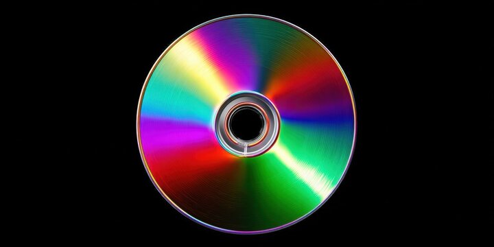 Blank CD/DVD Disc with Rainbow Holographic Reflection, Digital Media Mockup
