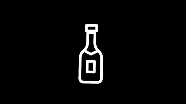 Champagne bottle icon with popping cork and splash, symbolizing celebration and success