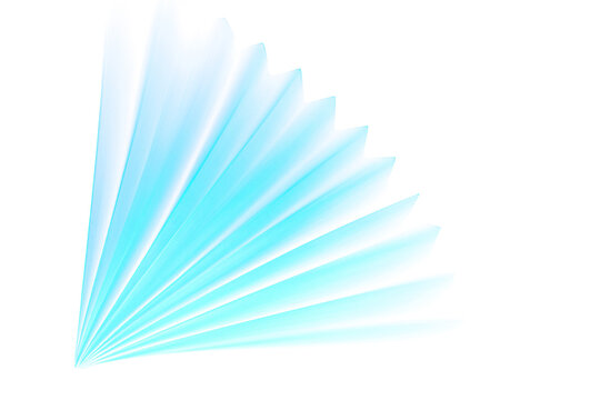 Abstract Fan Shape of Glowing Blue Light Rays