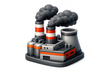 Cartoon factory emissions conceptual illustration for environmental awareness designs