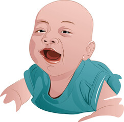 Joyful Crawling Baby Illustration