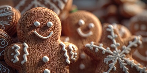 Closeup of Festive Christmas Gingerbread Cookie