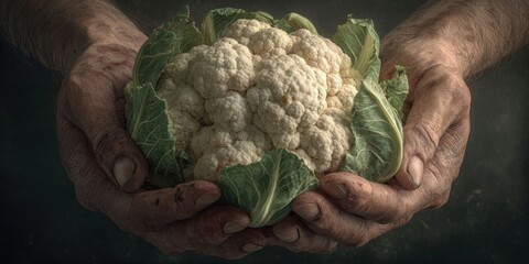 Close-Up of Hands Holding Fresh Cauliflower