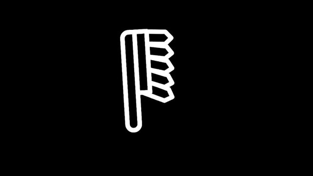 Simple white outline of a toothbrush on a black background, minimalist design