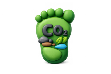 Eco footprint icon with co2 symbol and nature elements for environmental awareness design